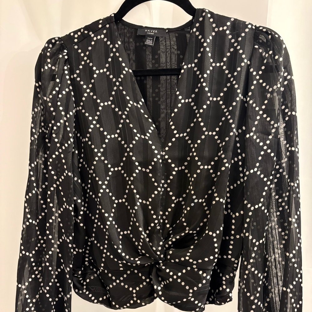 Elegant Black and White Geometric Blouse